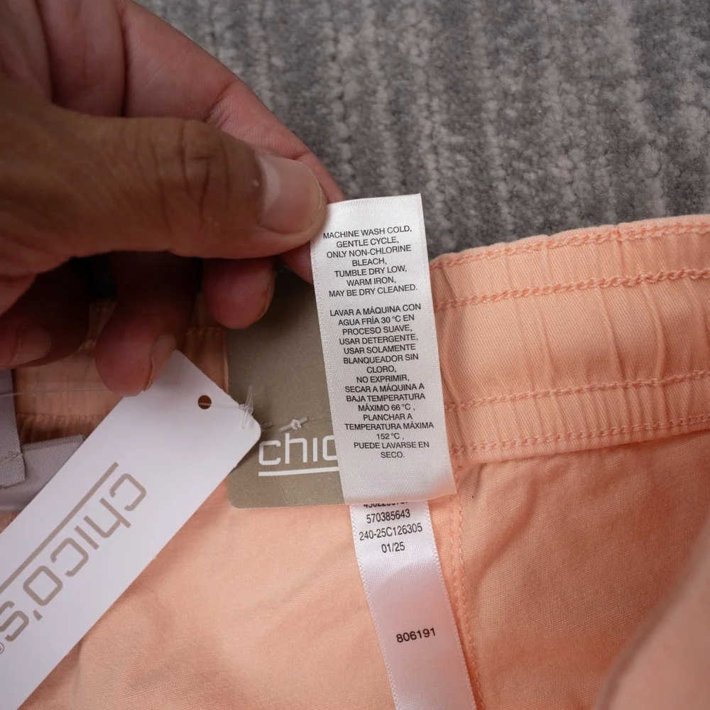 Chico's Cargo Pants Womens 0.5 Peach NEW Wide Leg Crop Drawstring Cotton Blend